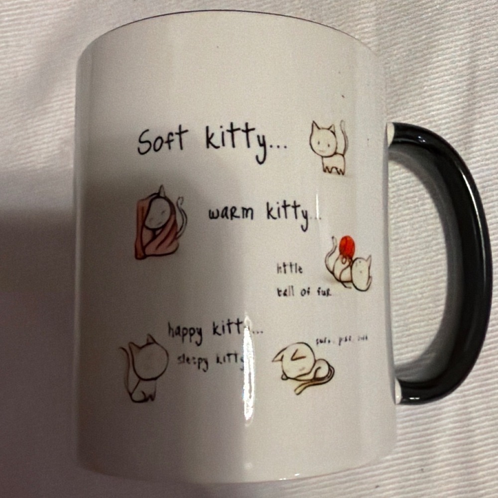 The Big Bang Theory Soft Kitty Coffee Mug White Black Ceramic Cat Lullaby Cup